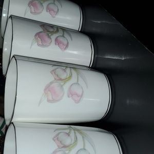 Vintage 1972 Palms Bone China Antique Tulip Cups-4